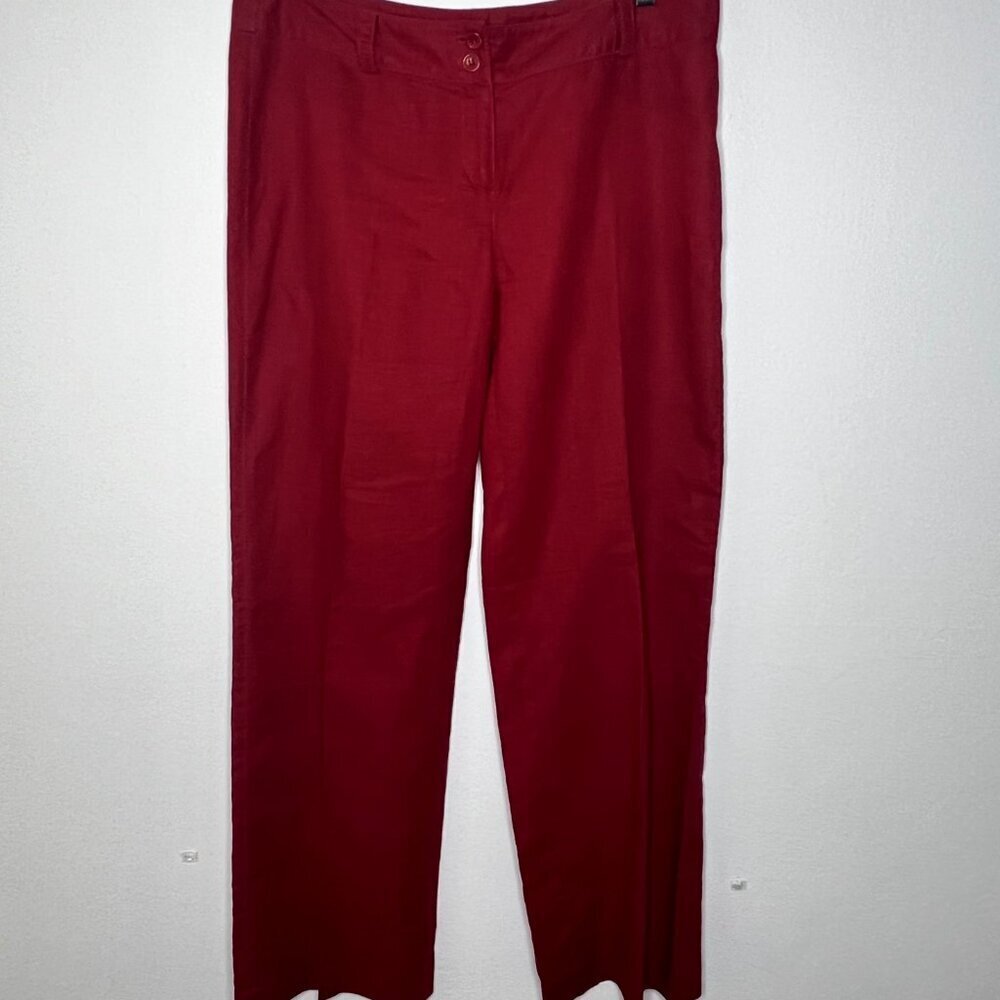 Sasch Women's Cropped Linen Pants Large High Waist Trousers Chino‎ Patriotic